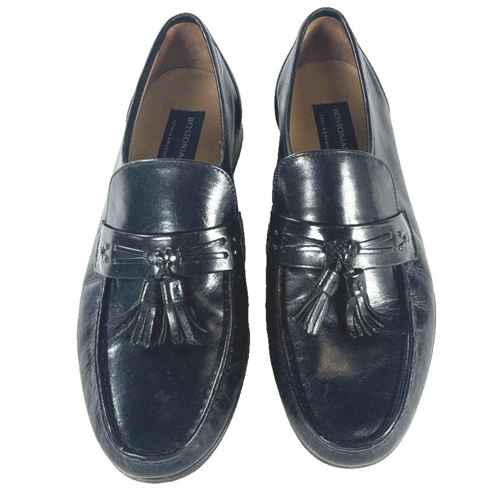 Bostonian Tassel Loafers Black Leather Slip On Dress Shoes Mens 9 W